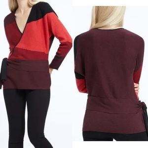 NIC+ZOE New Wave Colorblock Wrap Top – Red/Black, Size M